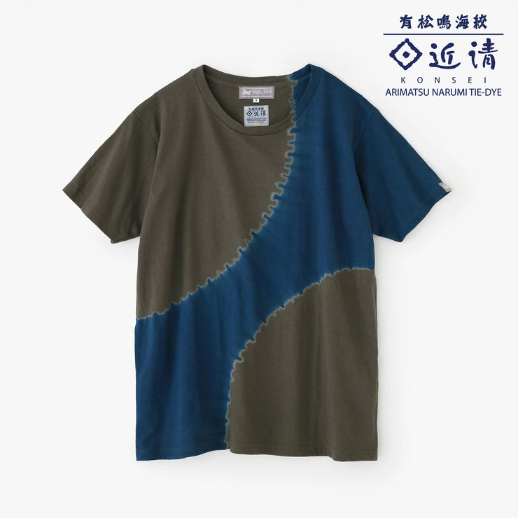 【6月30日頃発送予定】近清絞り 染め分け半袖Tシャツ[5.0]／プラネート チャコール×ネイビー