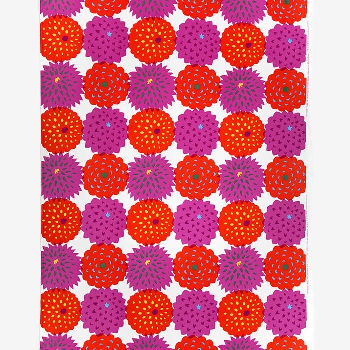 布料剪裁販售 （21號平織棉）／天竺牡丹 京紅色花(天竺牡丹 京緋色花（50厘米）