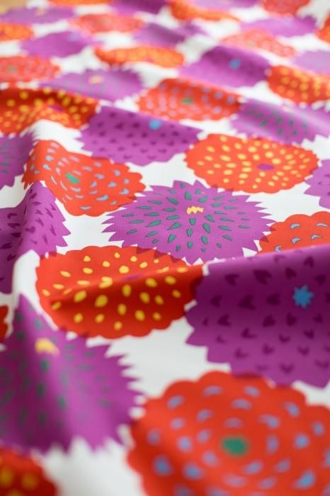 布料剪裁販售 （8號帆布）／天竺牡丹 京紅色花(天竺牡丹 京緋色花（50厘米）