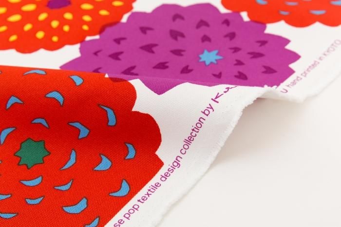 布料剪裁販售 （8號帆布）／天竺牡丹 京紅色花(天竺牡丹 京緋色花（50厘米）