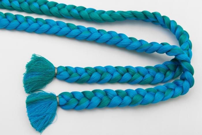 Braid Obi Belt / Peacock Green×Greyish Blue