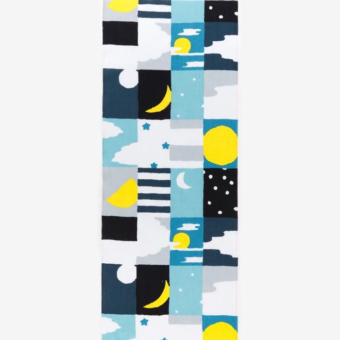 Mesure textile (ise cotton tenugui) / lune et étoiles <50cm>
