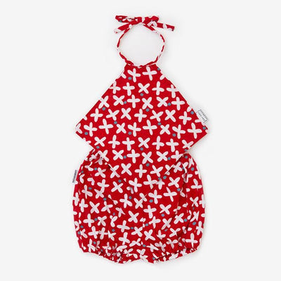 ●伊勢木棉 肚兜套裝/蘿蔔草 小 紅色