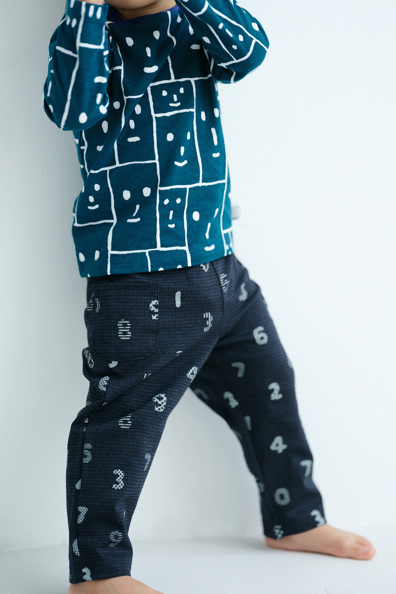 ● Houndstooth Knit Slightly Patterned Skinny Pants / SOU・SOU Kyoto Blue