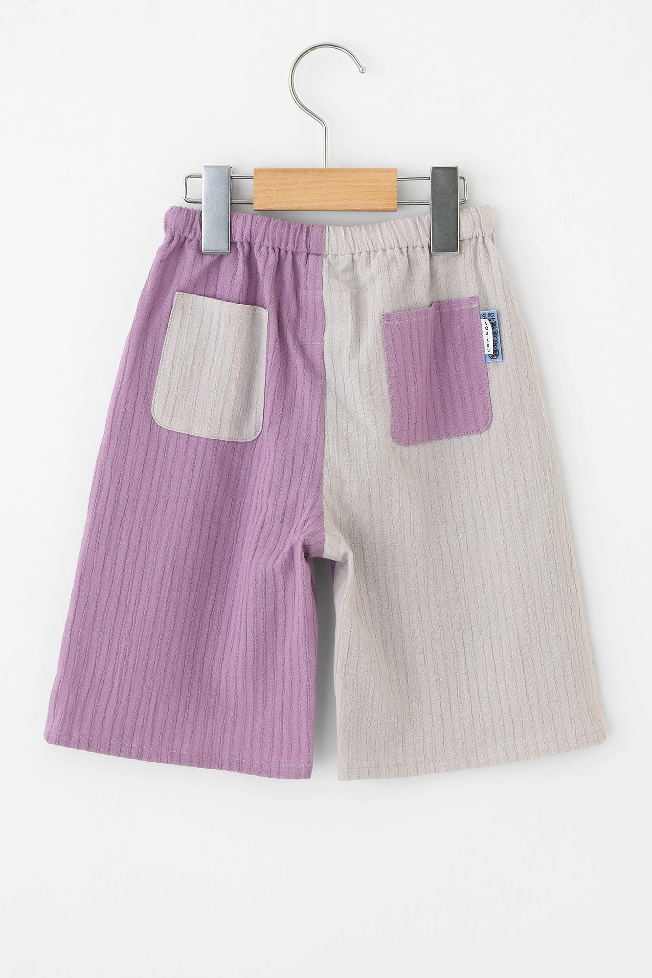 ●Chizimi Cotton 40/20 Akiha Knee Length Monpe Pants Bi-color／Light Grey×Light Purple