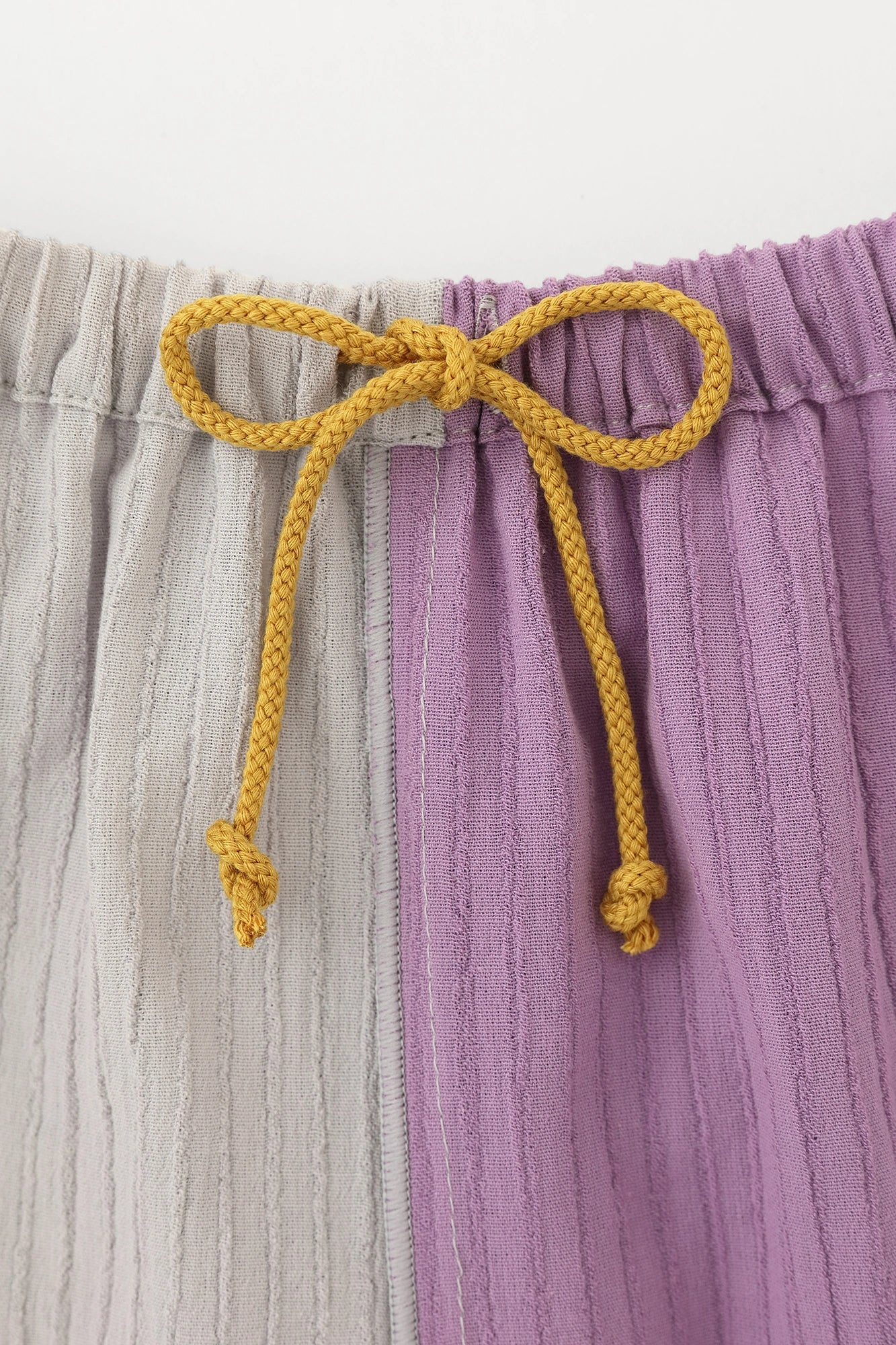 ●Chizimi Cotton 40/20 Akiha Knee Length Monpe Pants Bi-color／Light Grey×Light Purple