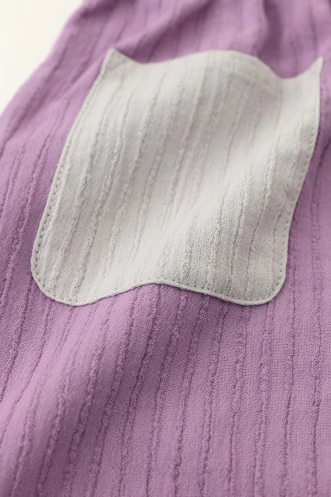 ●Chizimi Cotton 40/20 Akiha Knee Length Monpe Pants Bi-color／Light Grey×Light Purple
