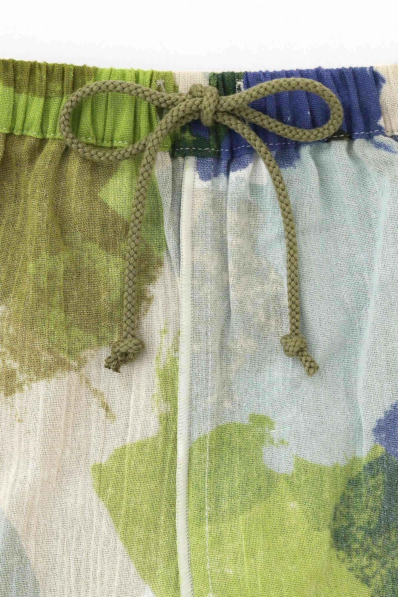 ●Chizimi Cotton 20/20 Knee Length Monpe Pants／Vague Lingering Light