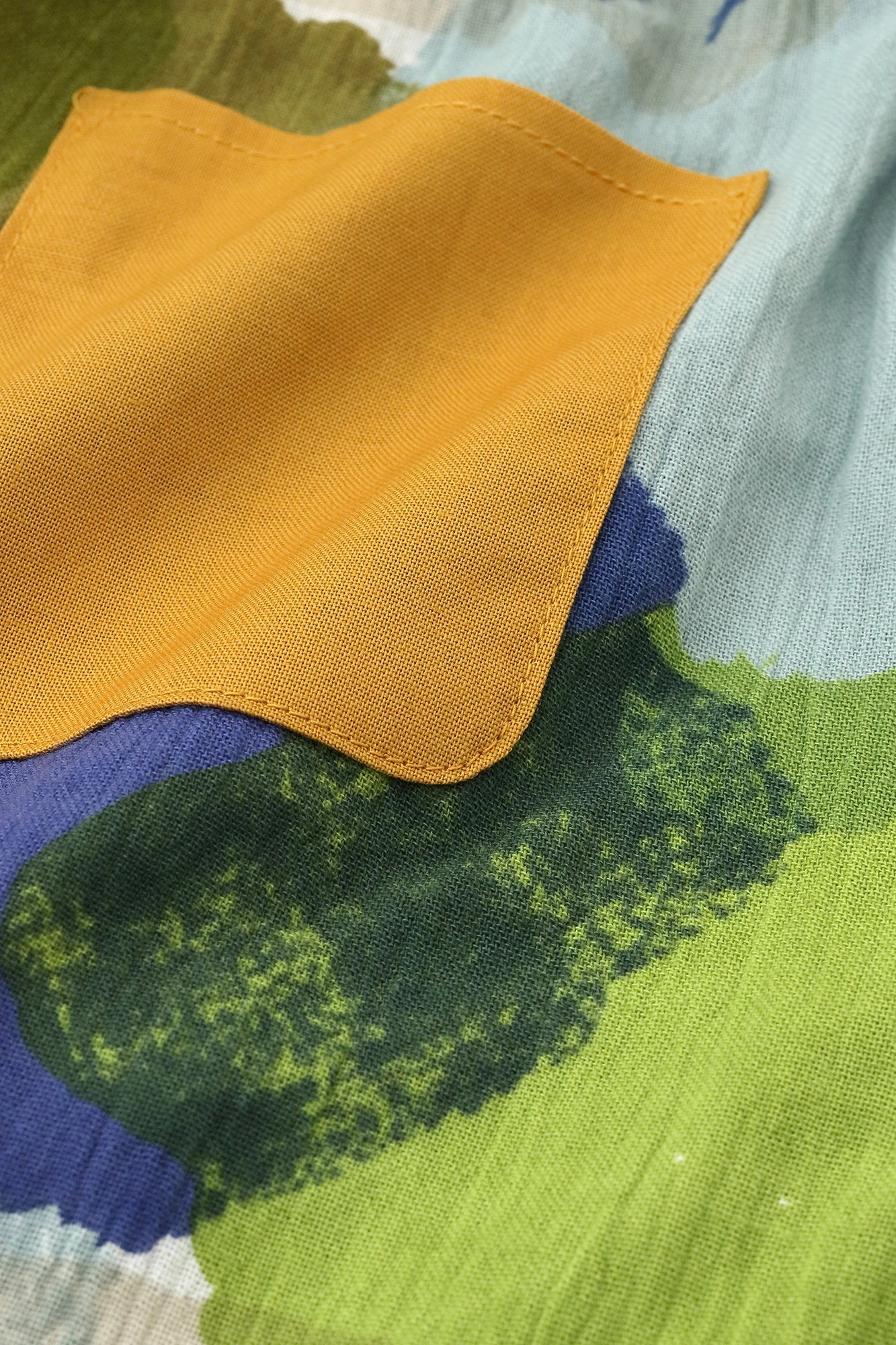 ●Chizimi Cotton 20/20 Knee Length Monpe Pants／Vague Lingering Light