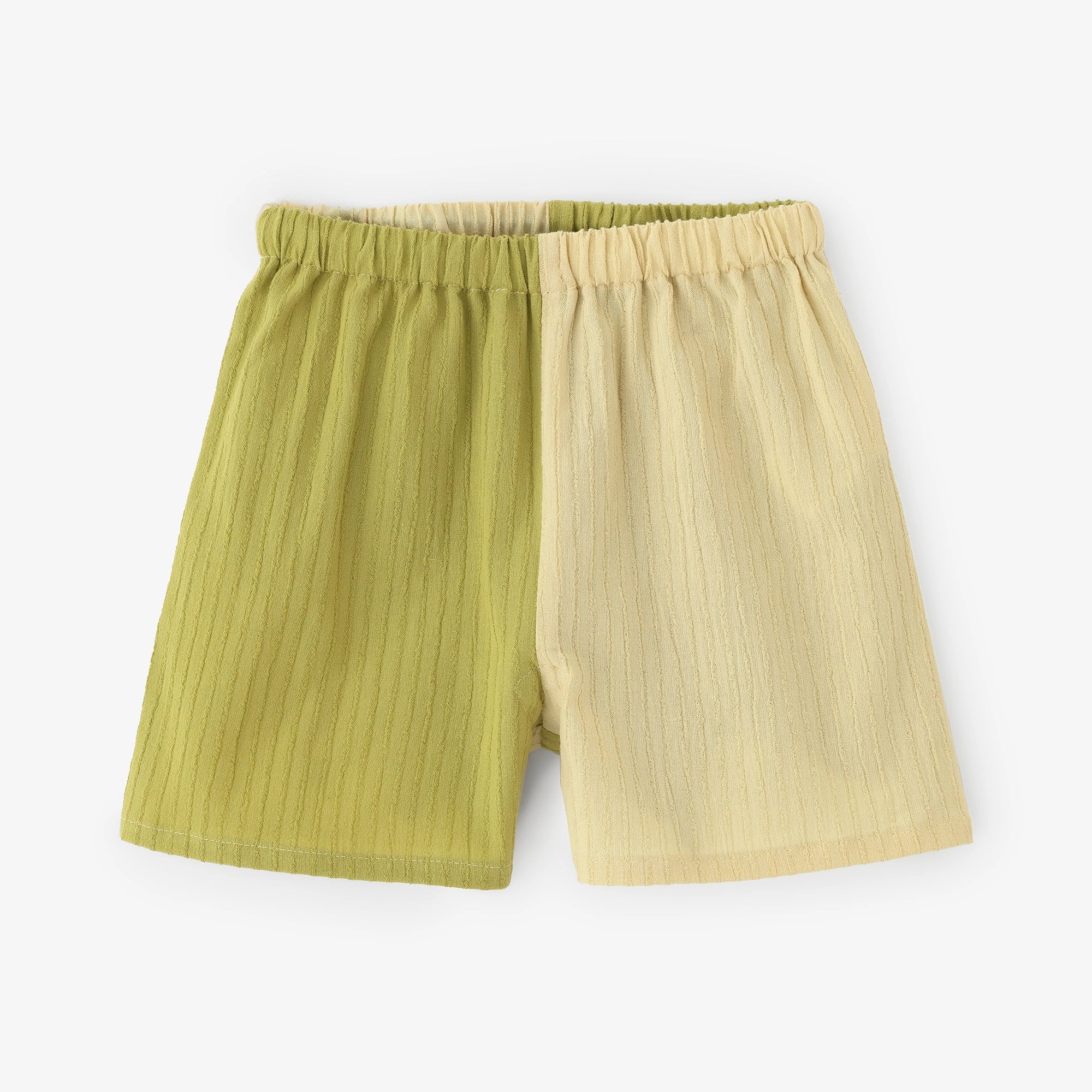 ●たかしまちぢみ 40/20 あきは みじかもんぺ かたみがわり／うすきいろ×きみどりいろ