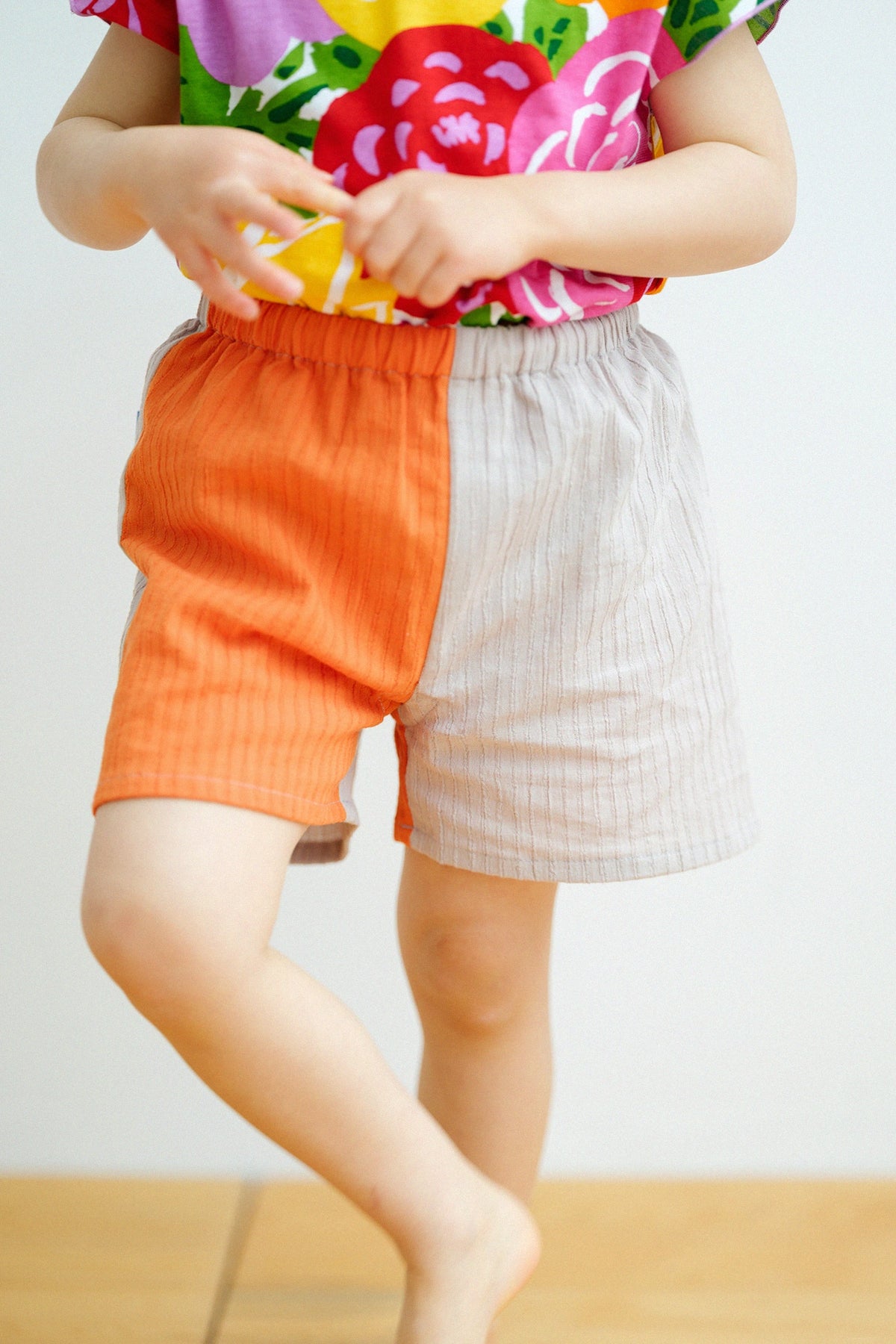 ●Chizimi Cotton 40/20 Akiha Short Pants  Bi-color／Sakura Grey×Orange
