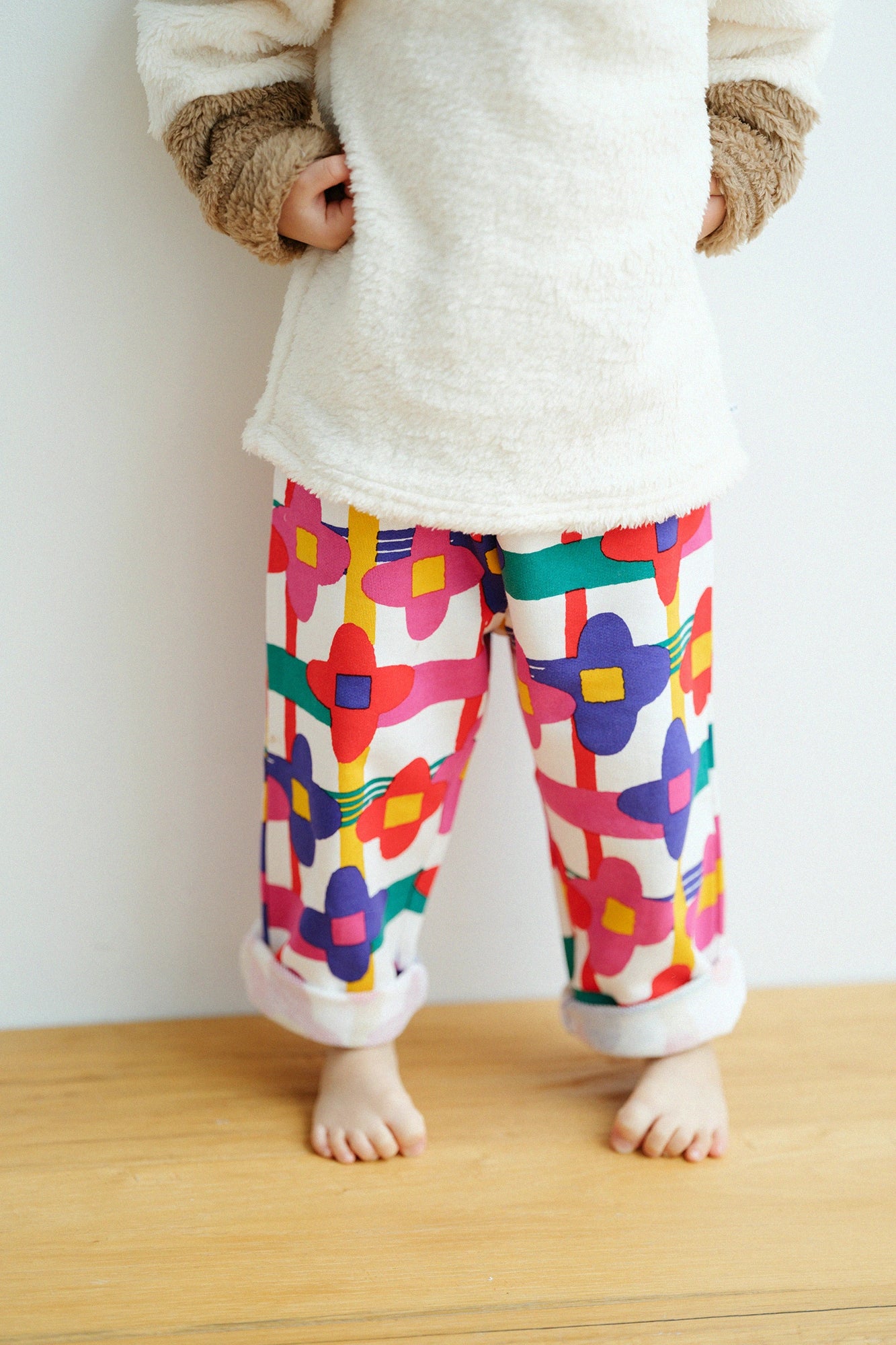 ●細內抓毛童裝長褲 ／花格子