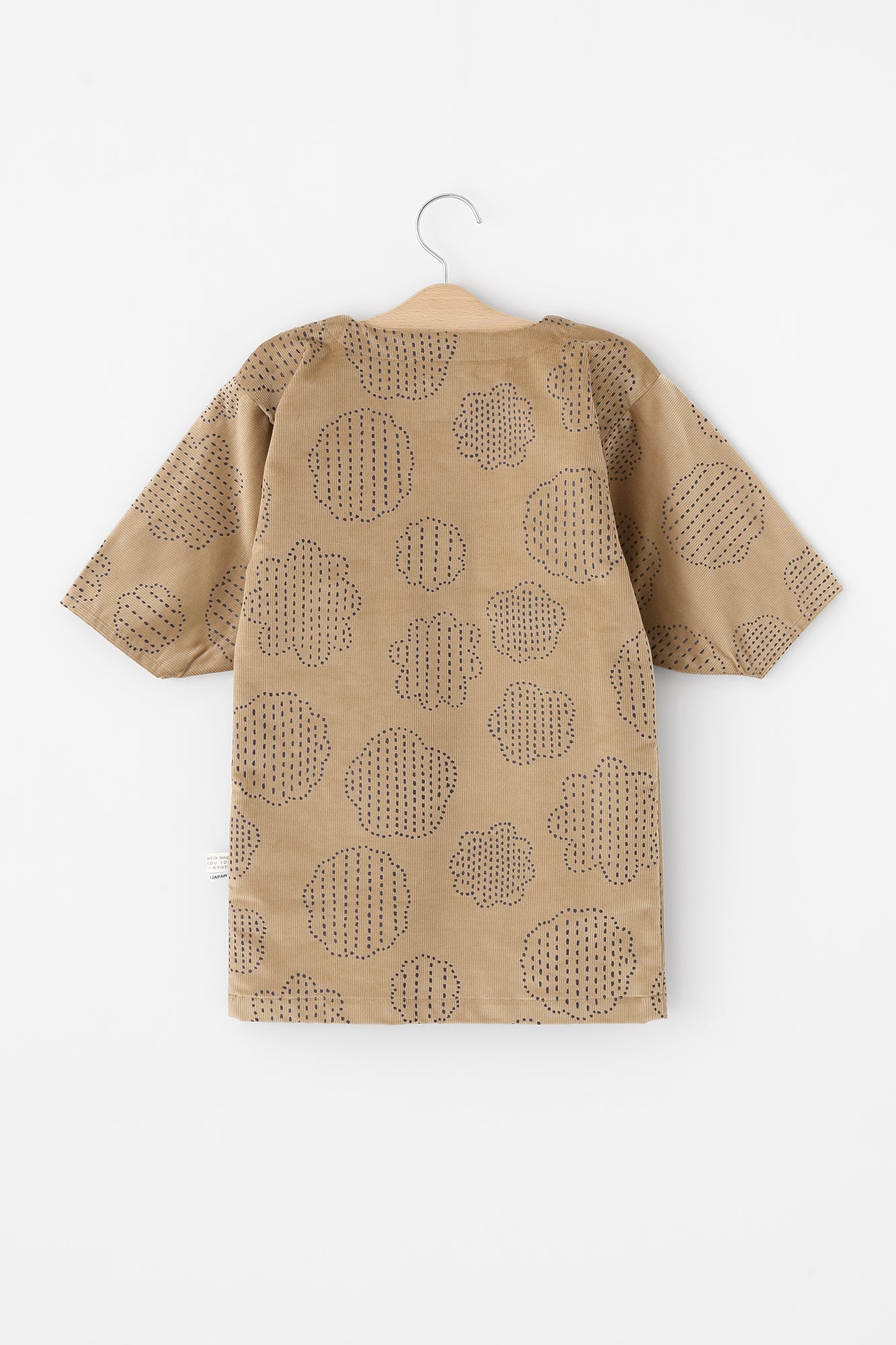 ●燈芯絨 圓弧袖貫頭衣/青花 薄茶色