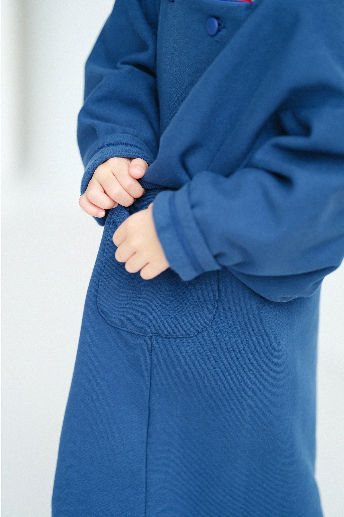 ●Fleece Lining Square Neck Naginata Sleeve Coat／Blue 
