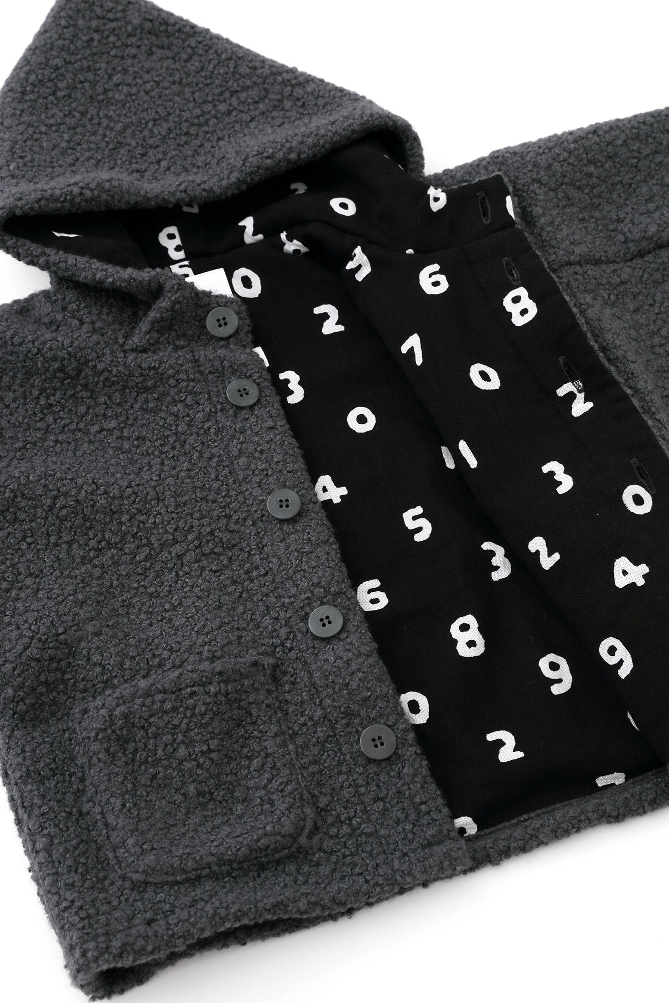 ●內抓毛 梯形袖連帽外套／深灰色×SO-SU-U十數 黑色