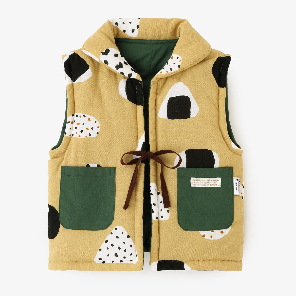 ●Isemomen Cotton Padded Sleeveless Kimono Jacket／Rice Balls 