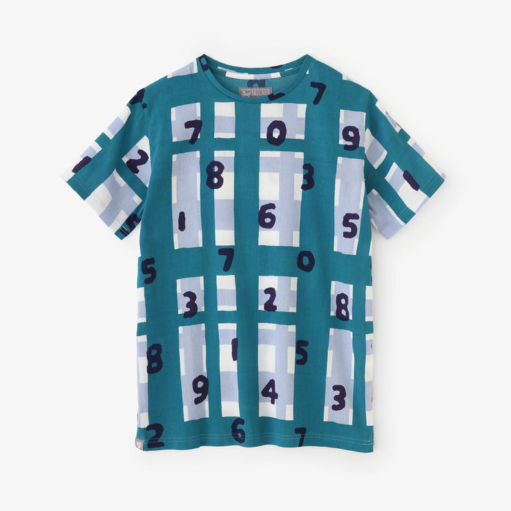 【6月30日頃発送予定】高島縮 40/40 半袖Tシャツ／SO-SU-Uと太乱格子（たみだれごうし） ブルーグリーン