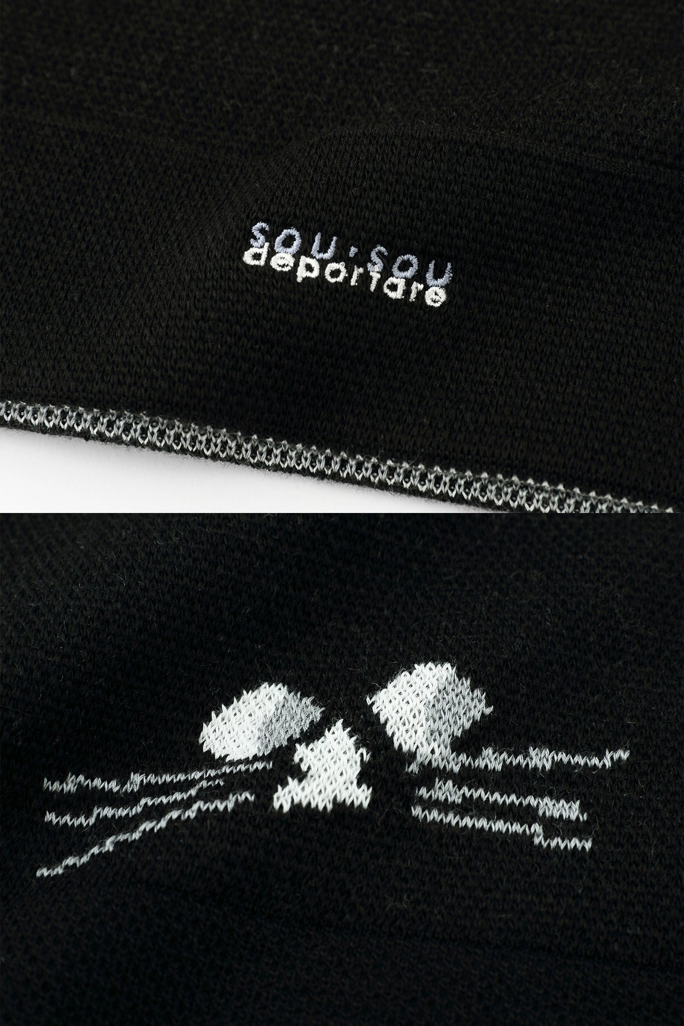 depoニャン ジャガード ニットキャップ／ブラック