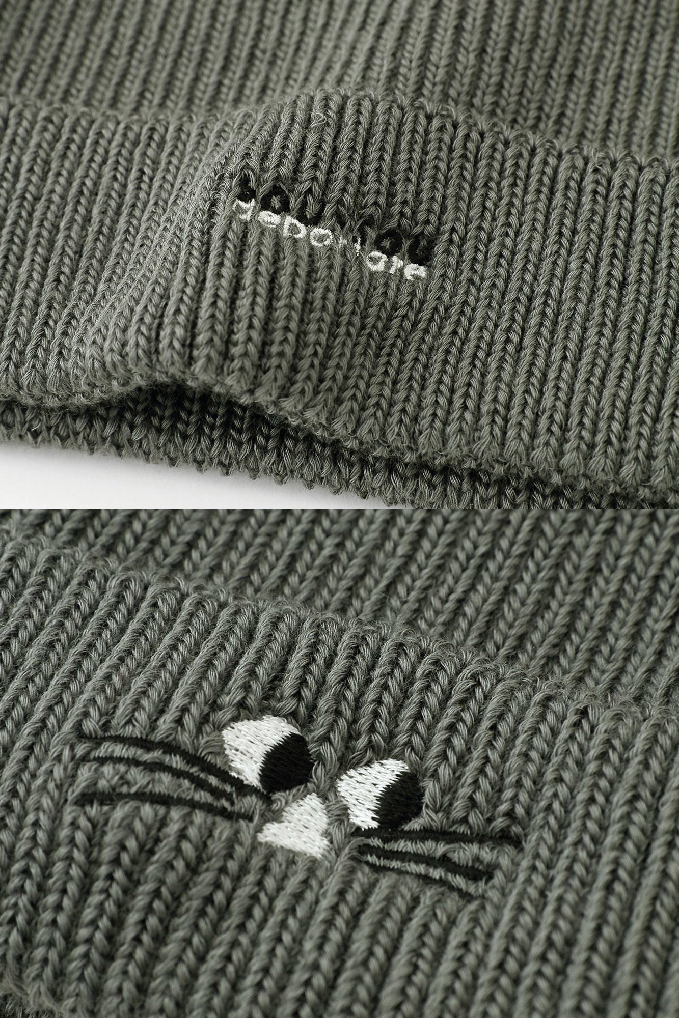 depo Nyan Ribbed Knit Hat／MiddleGrey
