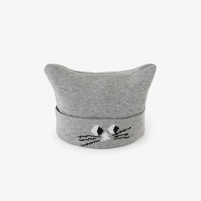 ●depoニャン ジャガード ニットキャップ／ライトグレー