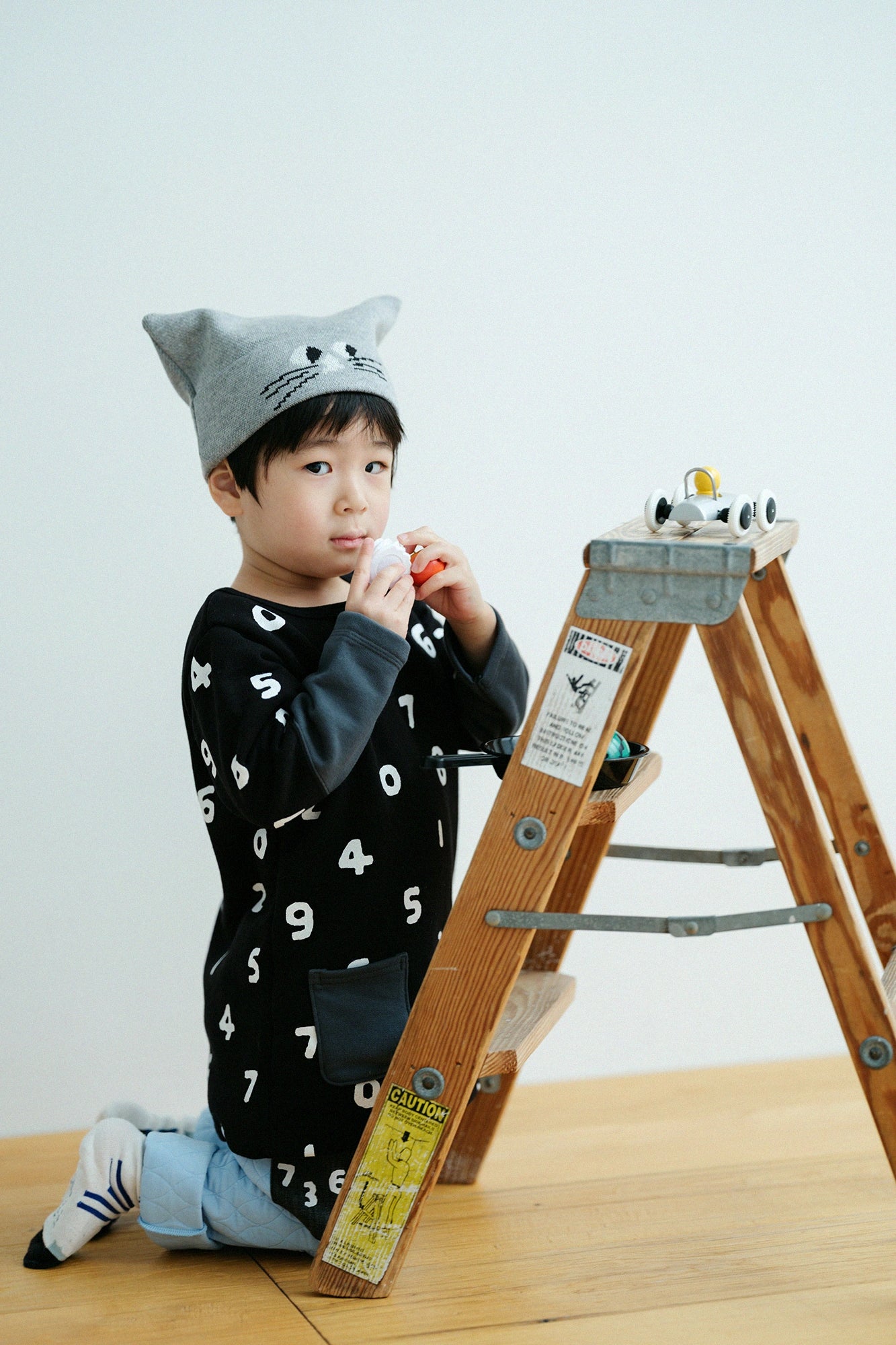 ●depo Nyan緹花針織帽／淡灰