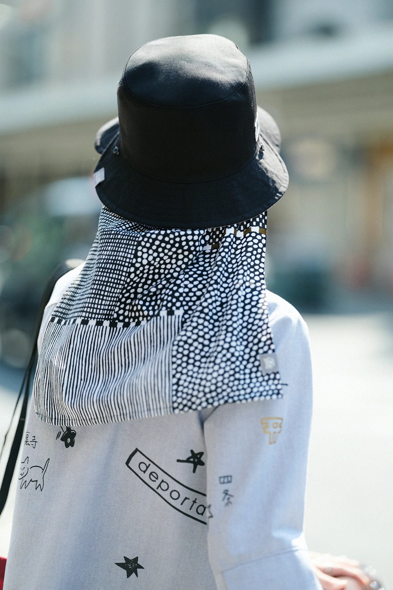 B.H Sunshade／Lines and Dots(Magasa)Ne） Ink black​ ​(Sumi)minds old time withMoss on the roe