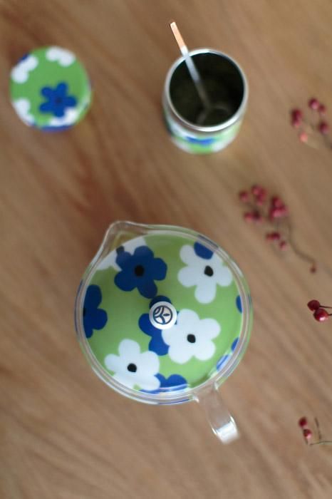 耐熱ガラス急須＆茶缶セット／花がさね