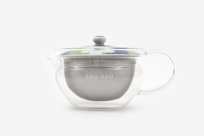 耐熱ガラス急須＆茶缶セット／花がさね