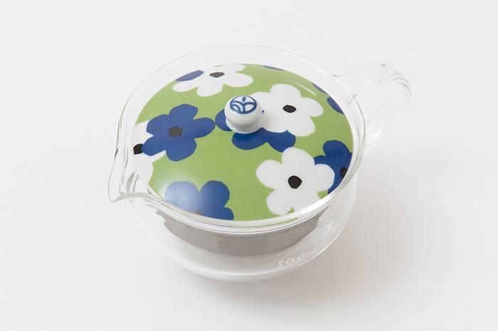 耐熱ガラス急須＆茶缶セット／花がさね