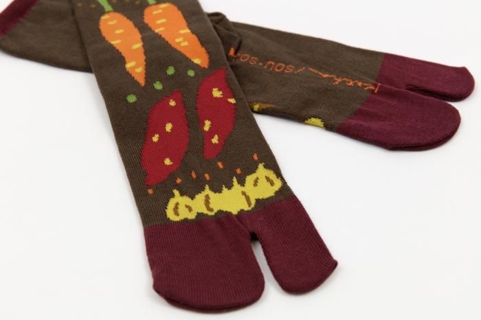 分趾襪（普通長度）／根菜類 小豆色【男・女性用】