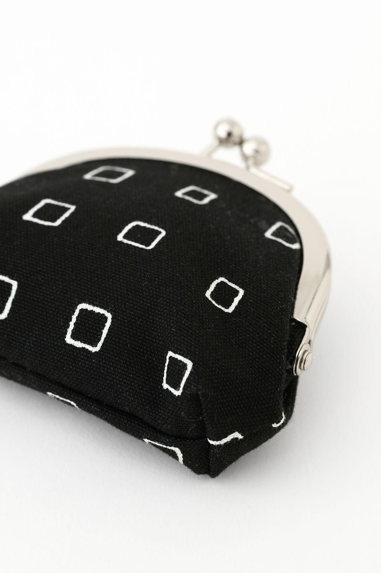 12號軟帆布 口金包（小）/ 枡 黑色×白色
