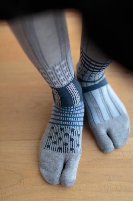 分趾襪（膝下長度）／重疊 銀灰色【女性用】