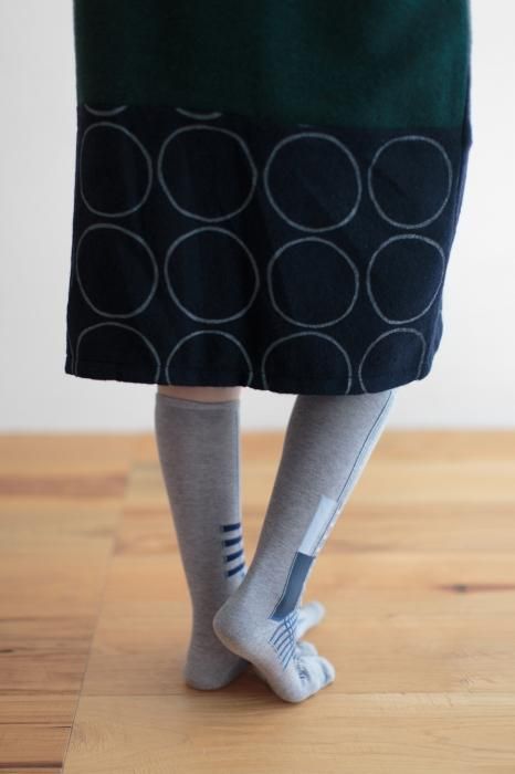 分趾襪（膝下長度）／重疊 銀灰色【女性用】