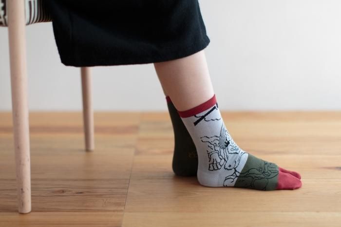 Tabi Socks (Mid-calf)／Wind God and Thunder God【Men・Women】