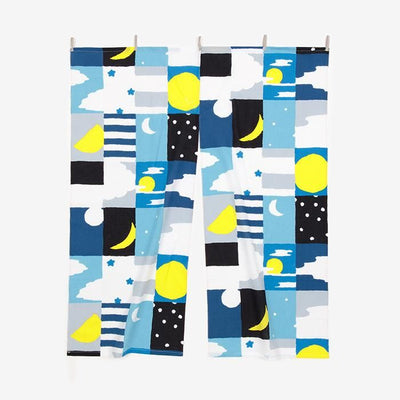 伊勢木綿 手ぬぐいのれん 2巾／月と星