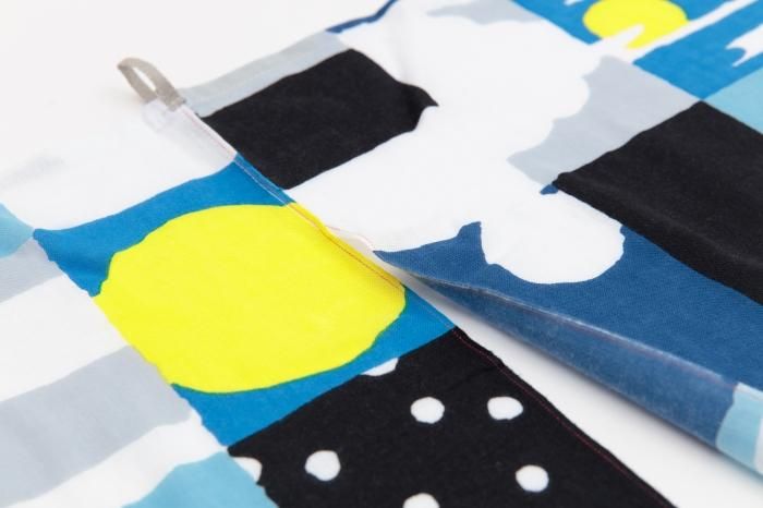 Isemomen Cotton Handkerchief Short Curtain 2-piece / Moon and Stars