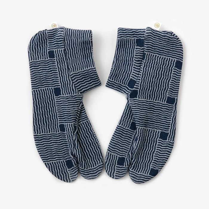 ストレッチ足袋 柄 綿／間がさね 青和（せいわ） ※滑り止め付