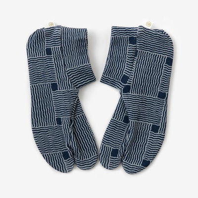 棉質圖案 彈性足袋襪／竹編 ※防滑襪底