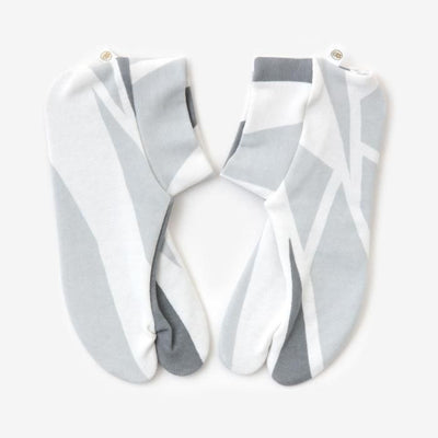 棉質圖案 彈性足袋襪／薄冰景色※防滑襪底