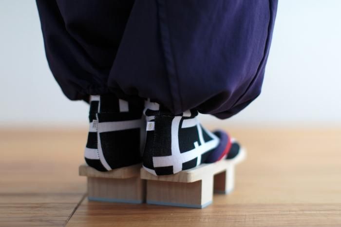 棉質圖案 彈性足袋襪／欄柵 小 ※防滑襪底