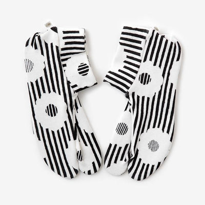 棉質圖案 彈性足袋襪／白菊 ※防滑襪底