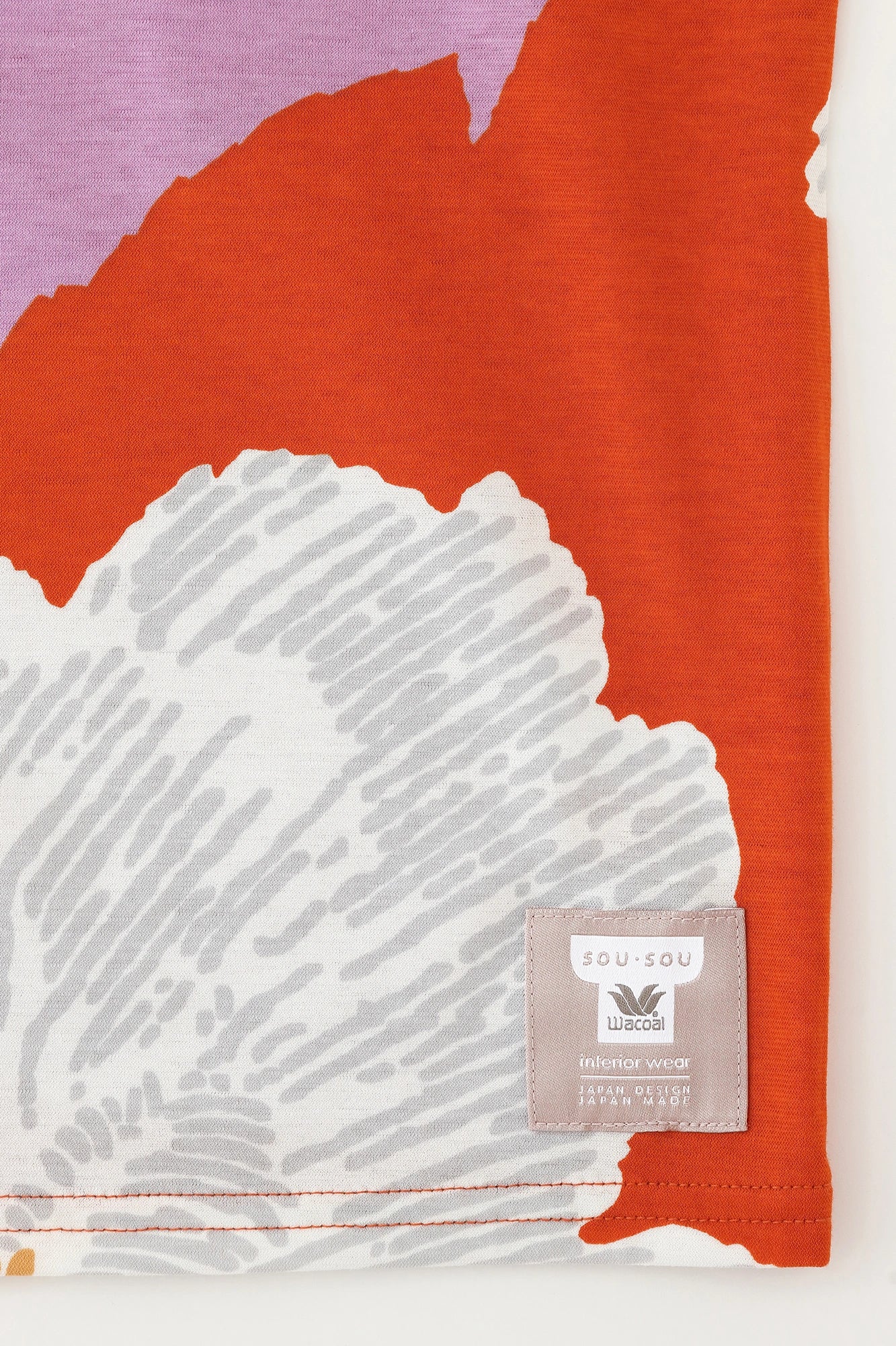 [Uniquement en ligne] SOU・SOU×Wacoal Vêtements rectangulaires larges (Kumi)/Rouge-orange (Akadaidai)×Pivoine (Shakuyaku) Chuka