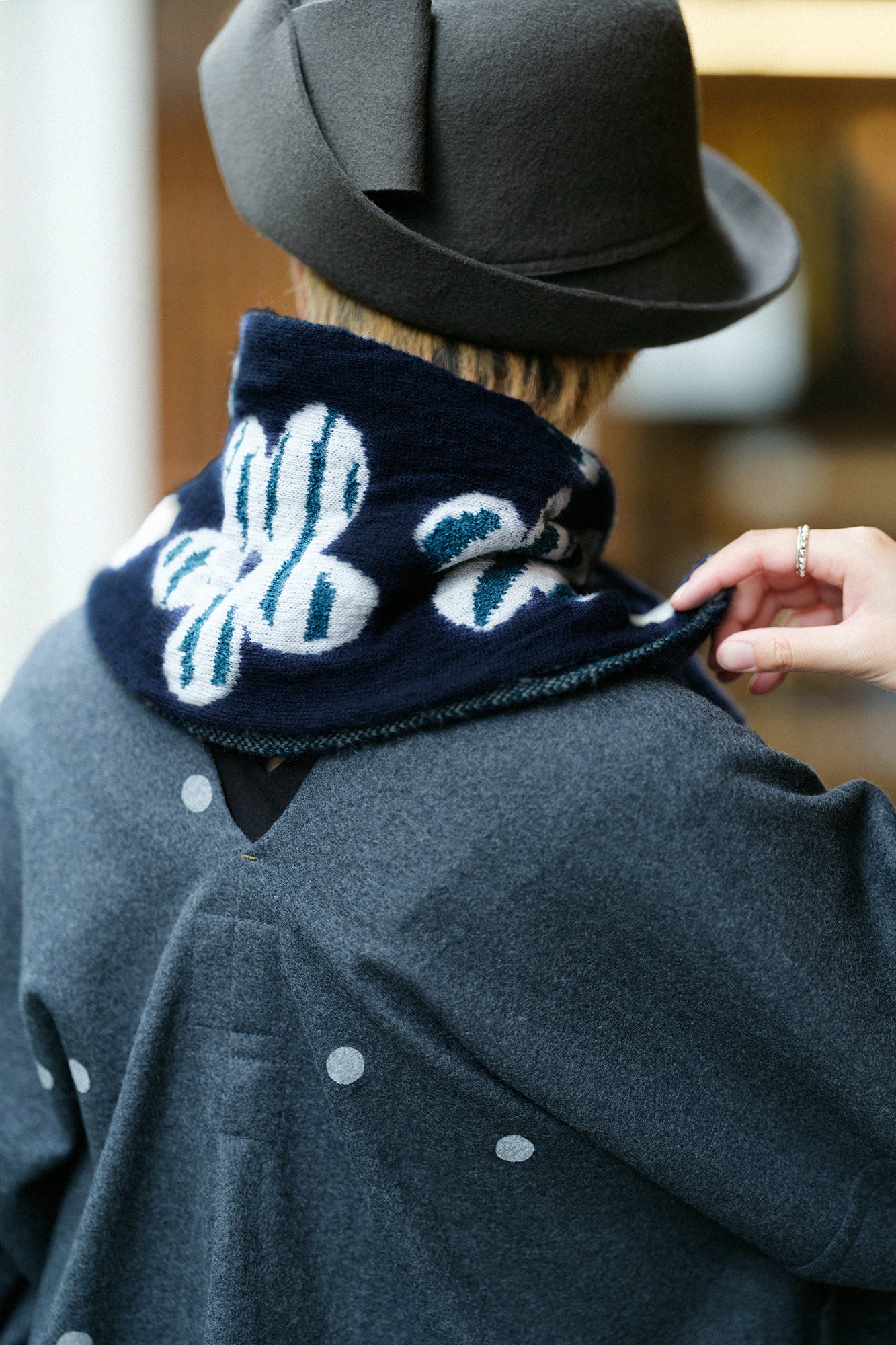 SOU・SOU×MOONBAT 草編領巾／綻放 寶藍色