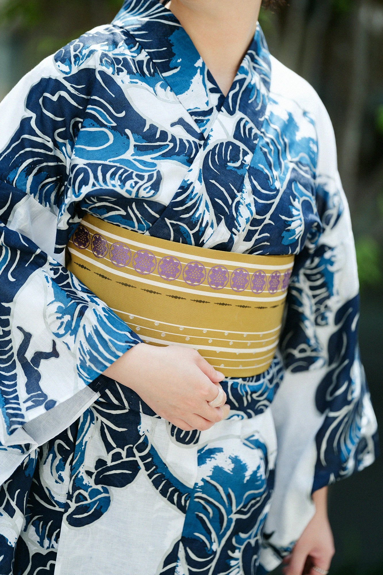 Hakata Half-width Obi Belt / Golden Ocher