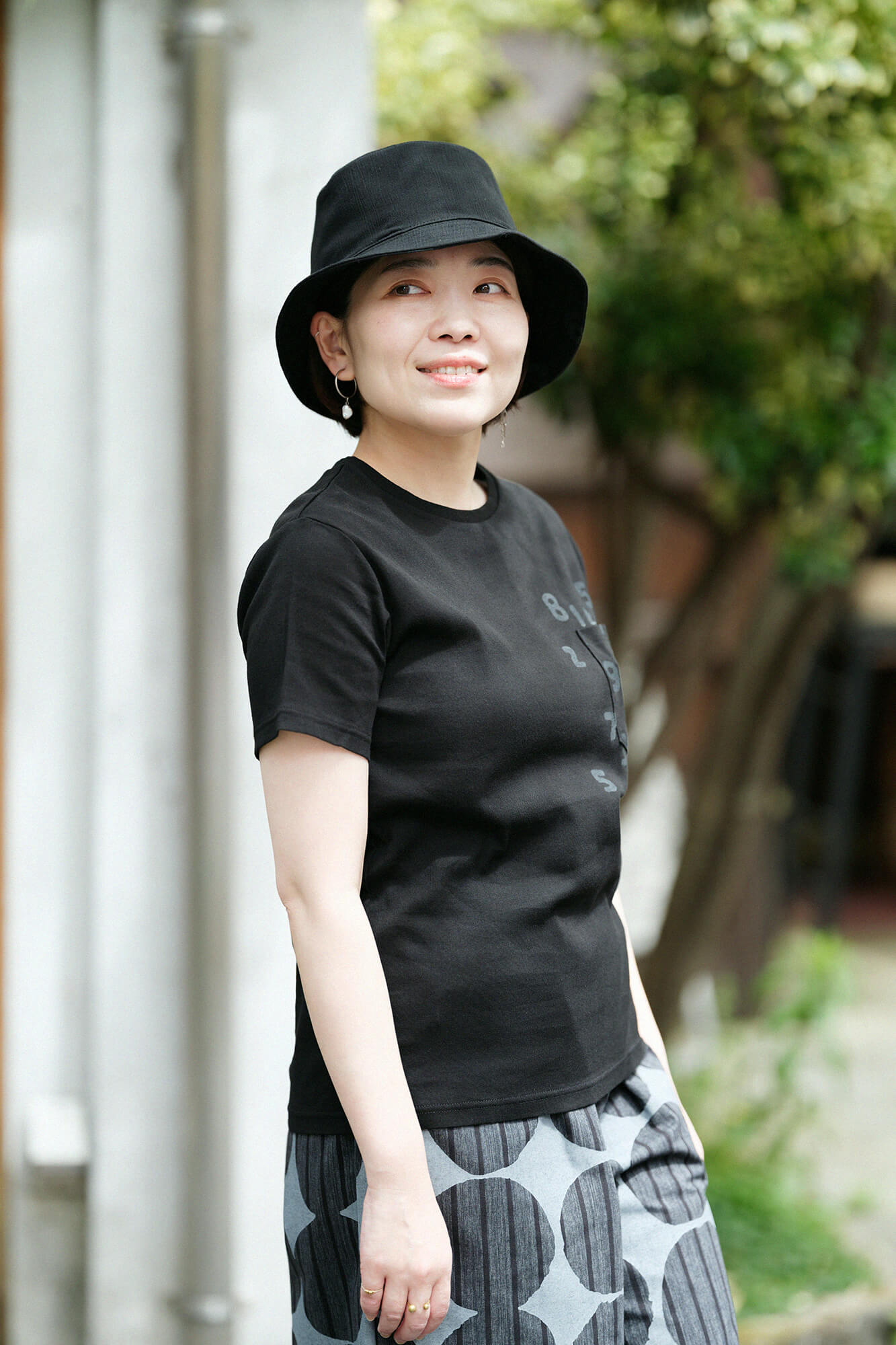 Chizimi Cotton 40/40 Short Sleeve Pocket T-shirt / Black × SO-SU-U Kon