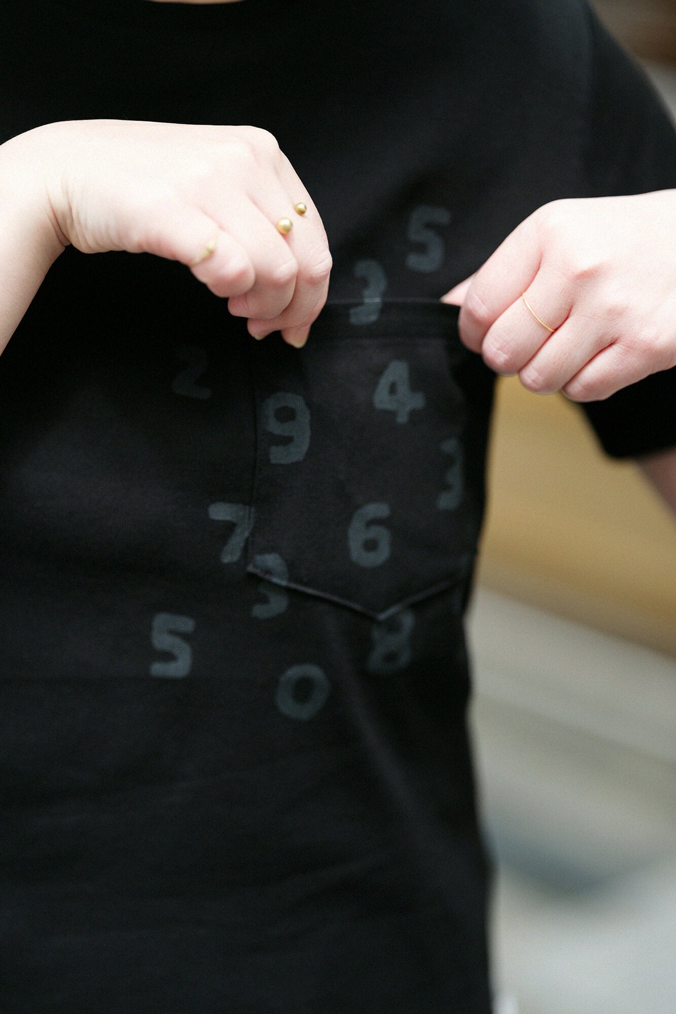 Chizimi Cotton 40/40 Short Sleeve Pocket T-shirt / Black × SO-SU-U Kon