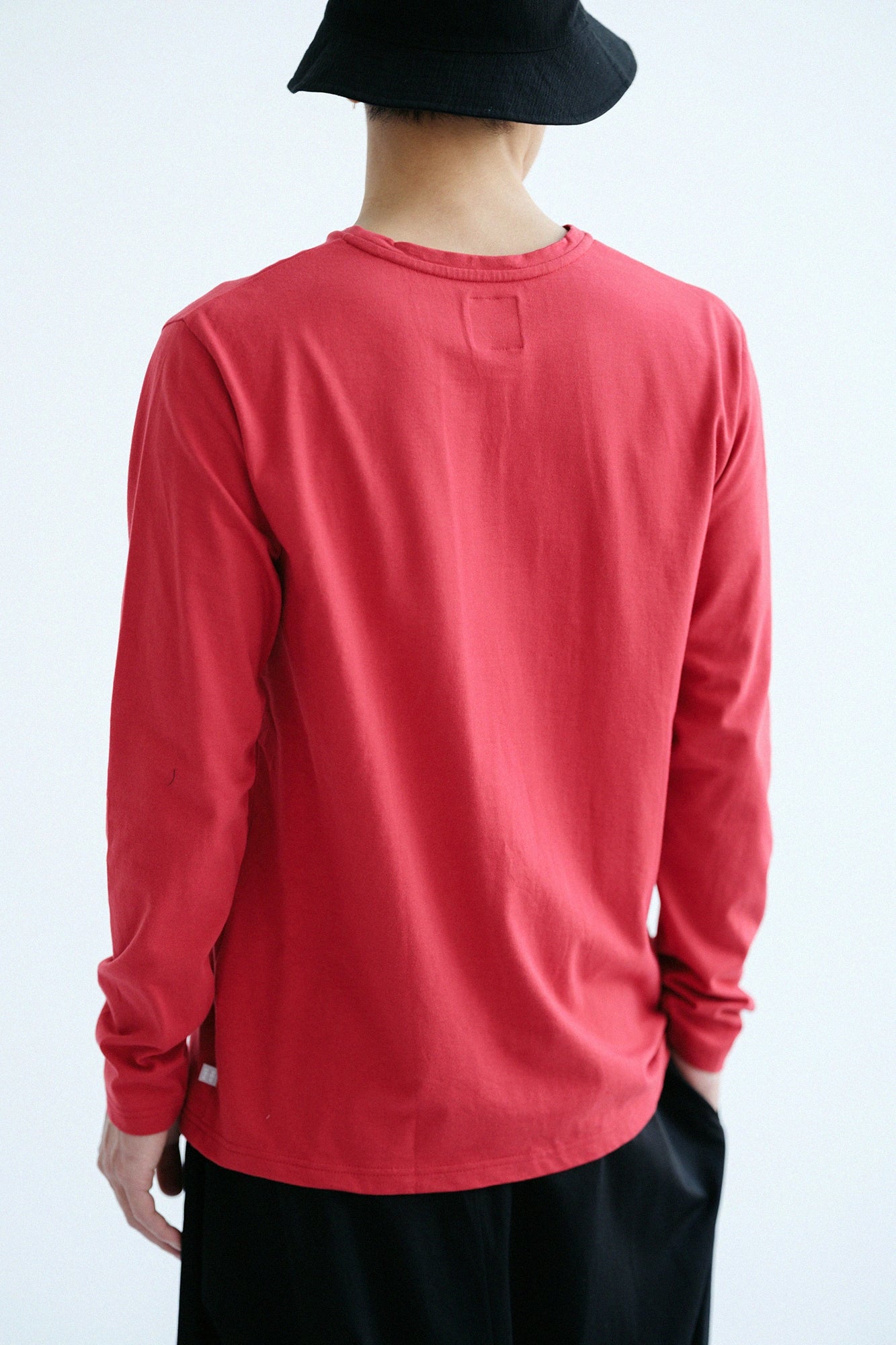 【3月17日頃発送予定】プレーティング天竺 長袖ポケットTシャツ／レッド