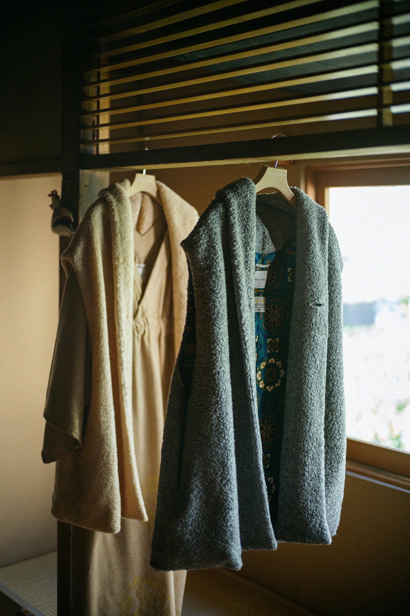 仿毛 莢背心 附裡襯／淡褐色×積木之家