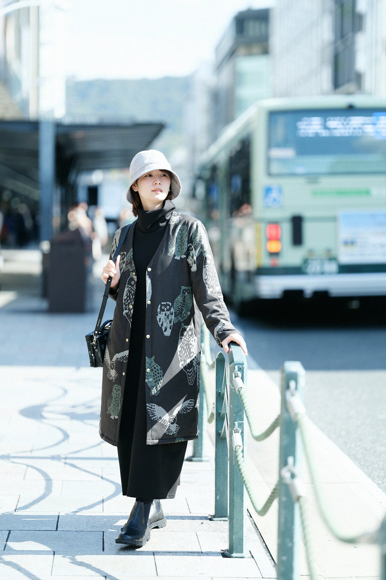 【Pre-order】Soft Thermo(R) Ponte Fabric Turtle Neck L/S One-piece Dress Maxi Length／Black（※Scheduled to be shipped around Dec 9）