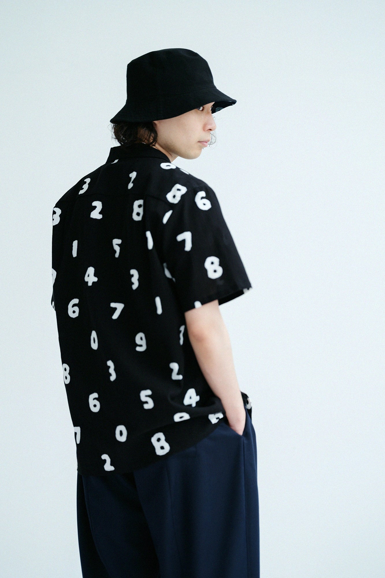 Chizimi Cotton 20/20 Open Collar Shirt／SO-SU-U Black